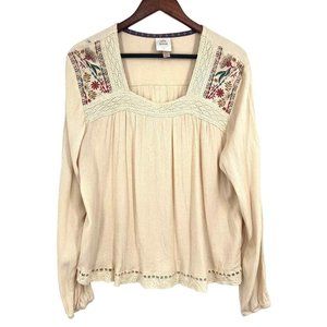 Knox Rose Embroidered Long Sleeve Blouse